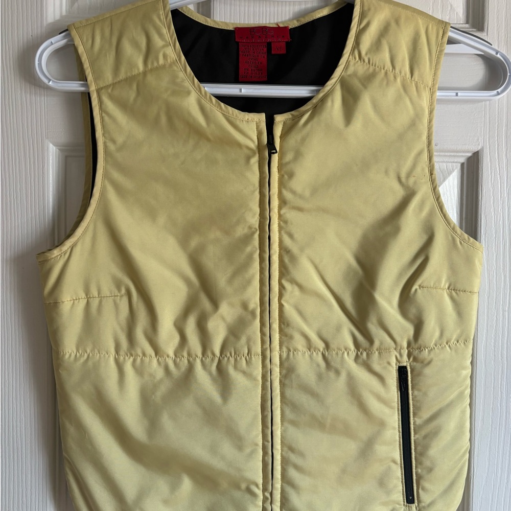 BCBG Maxazria Elements Yellow Sleeveless Puffer Vest